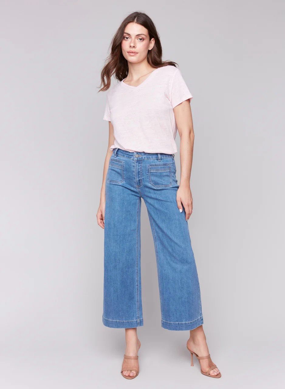 Charlie B C5538R/431A Cropped Flare Patch Pocket