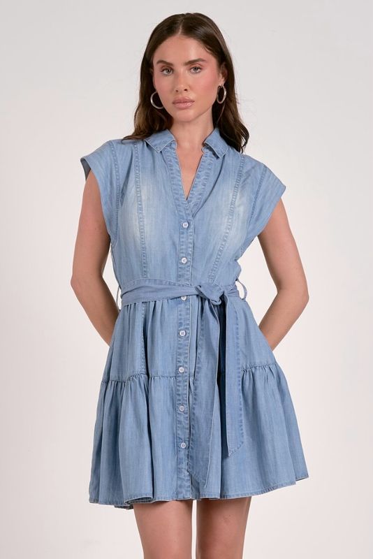 Elan DT50100 Denim Ruffle dress