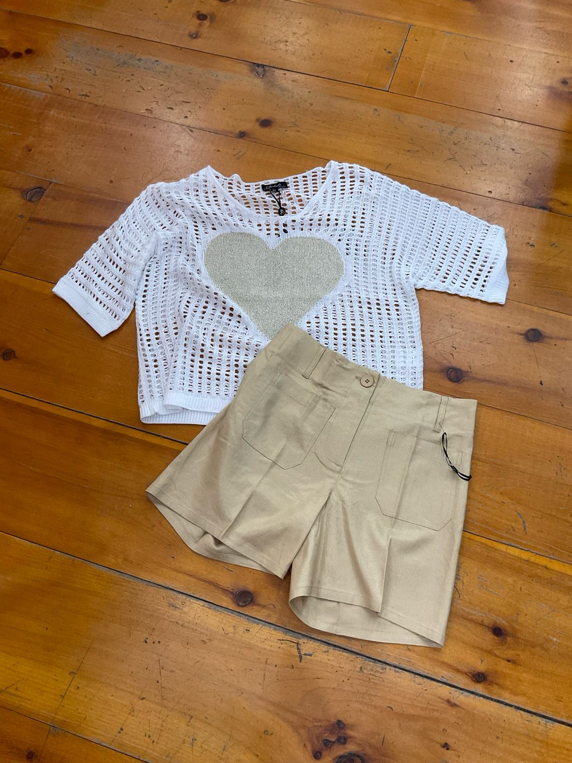 Charlie B C8051F/277C Foil Linen Stretch Shorts