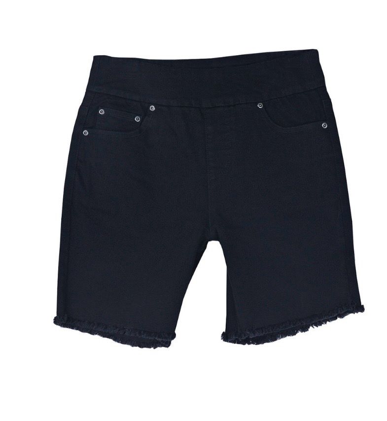Slimsation M14711WM Pull on Fringe denim short-BK