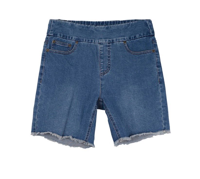 Slimsation M14711WM Pull on Fringe denim short-Med