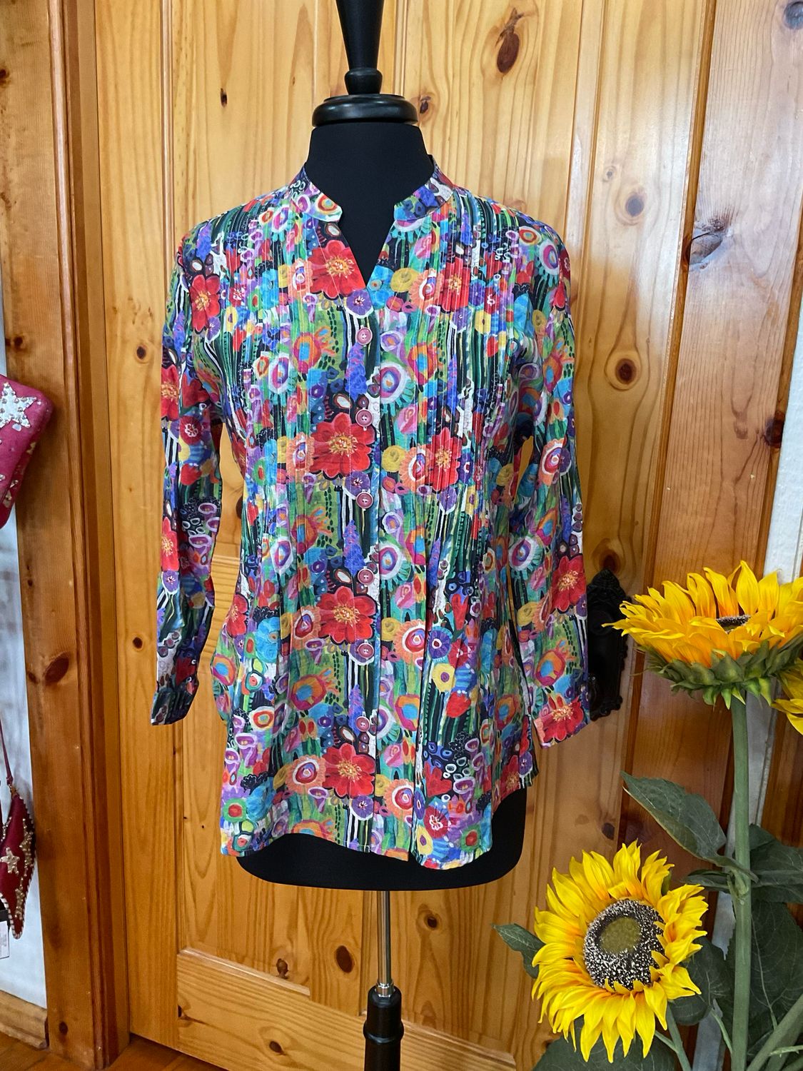 Shana 25313 Printed Pintuck Tunic