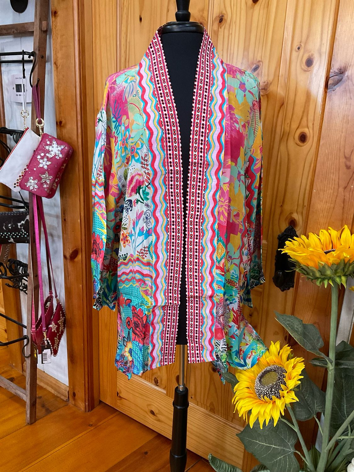 Shana 25439 Silk Viscose Kimono-PINK