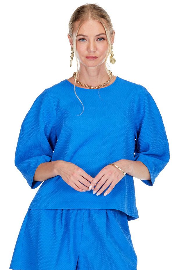 Joy Joy 71A4889 Stitched Crop Top-Royal