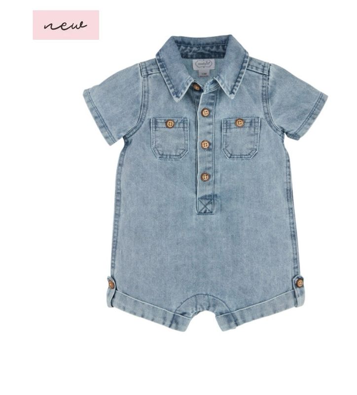 Mudpie 10880045 Light Wash Denim Shortall