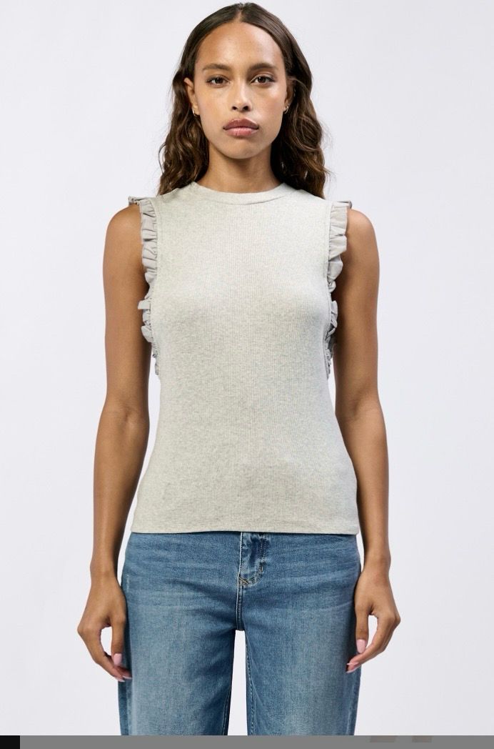 Dear John DKN2114H4 Bridget Crewneck/ruffle-Grey