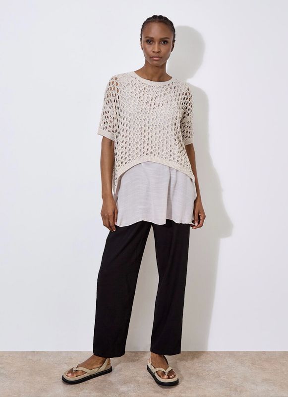 【海外 正規品】 943728 Apricot Knit Tunic Layer Shimmer Slub Mesh トップス