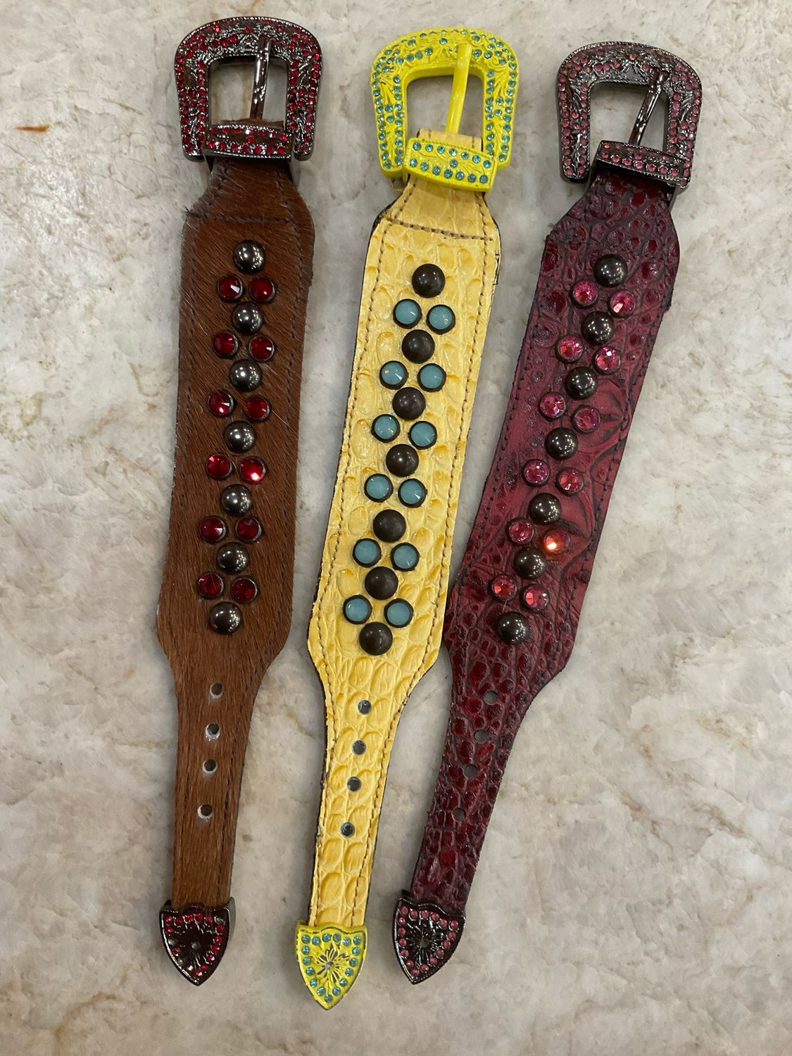 Kurtmen Leather Bracelet W/Buckle &amp; Crystals 