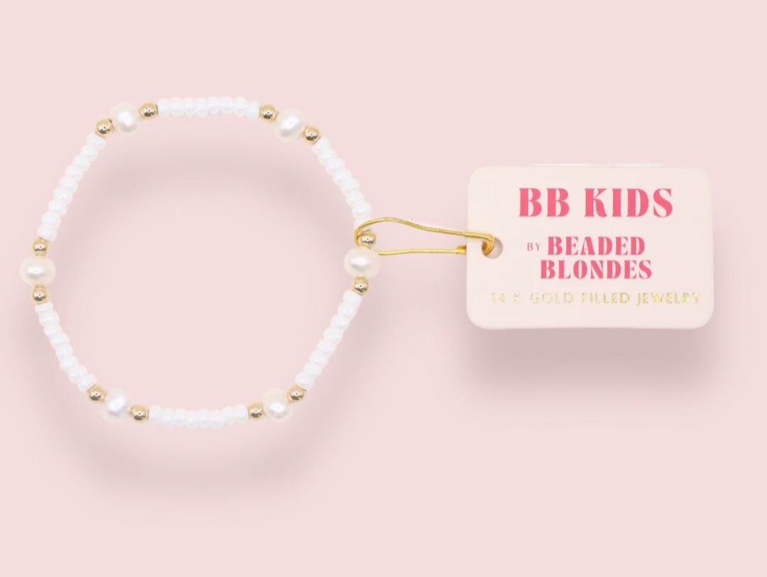 BB KIDS by Beaded Blondes Luster White Sprinkle Bracelet