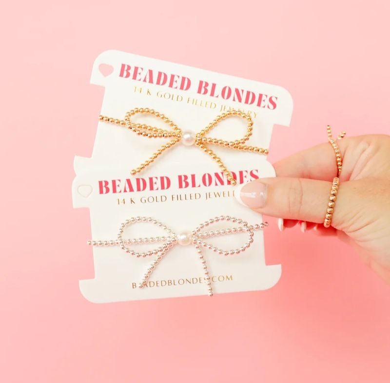 Beaded Blondes Bow Bracelet-Standard 6.75 inch