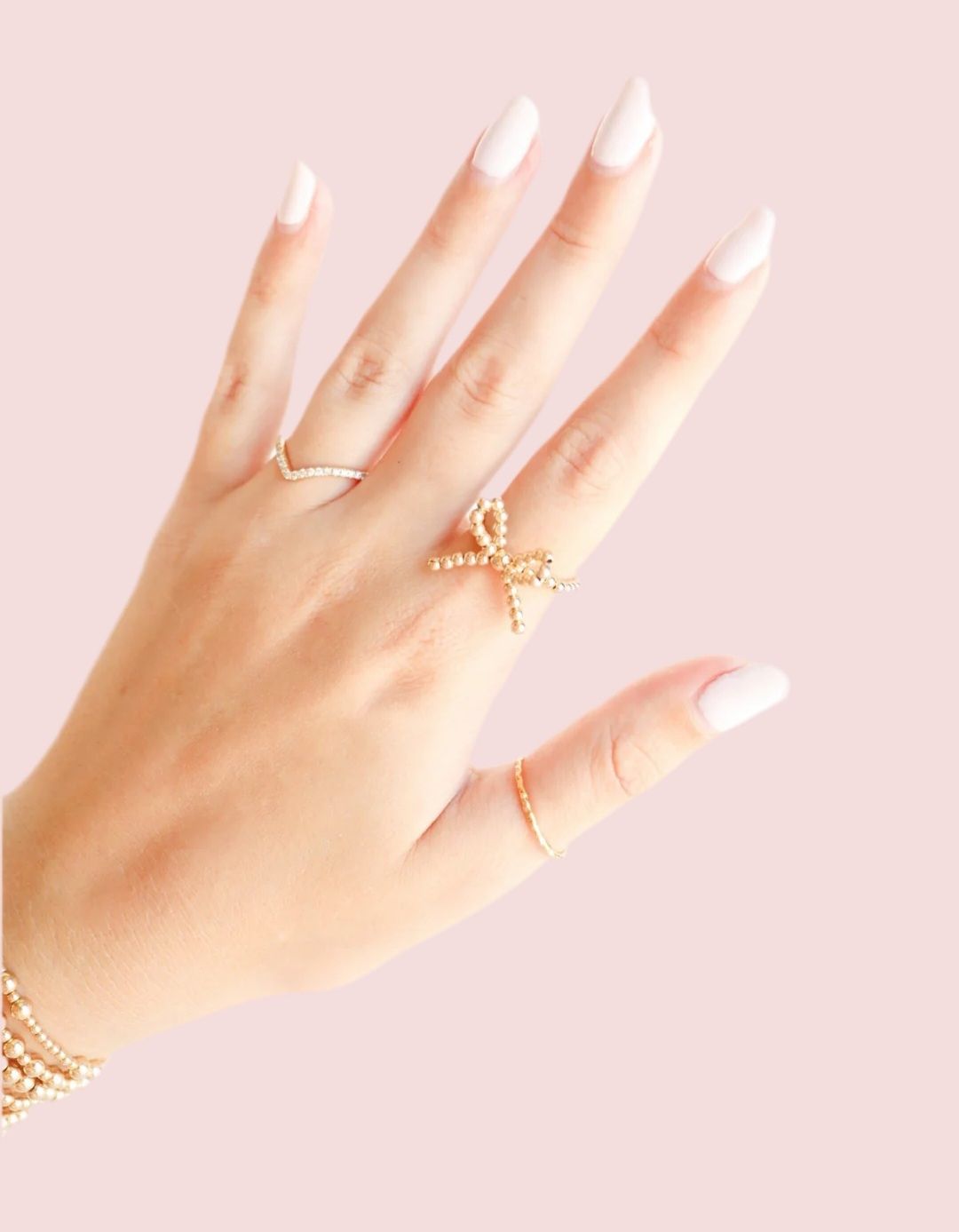 Beaded Blondes Bow Ring