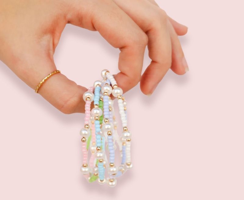 Beaded Blondes Pastel Pearl Bracelets - 6.75 inch