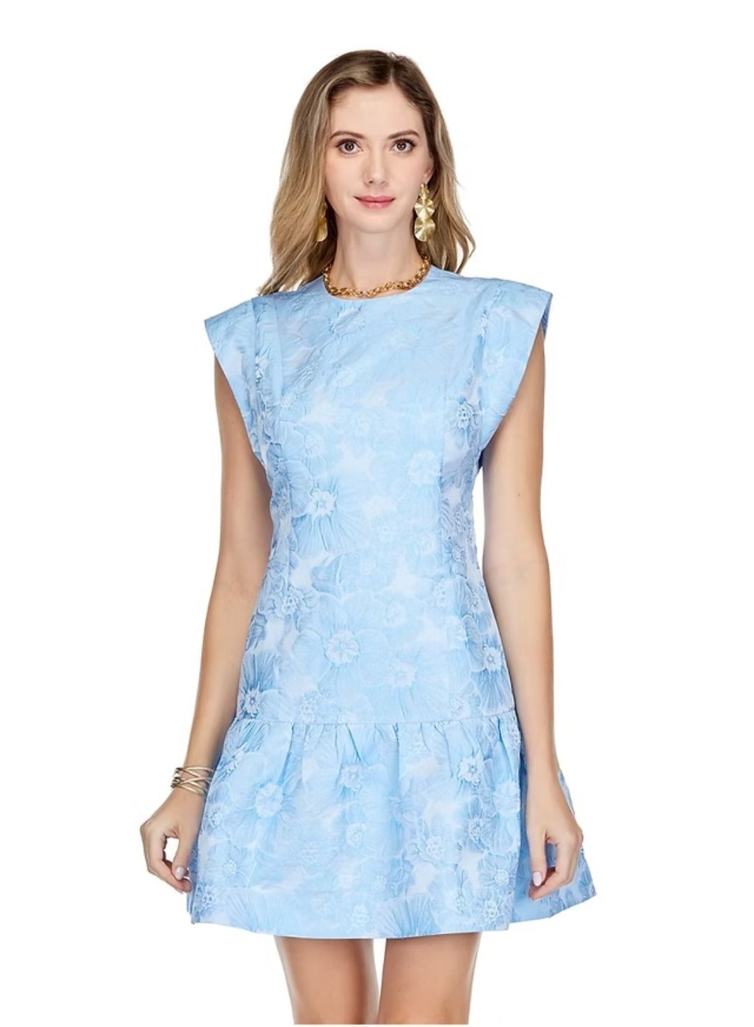Jade 72C9856 Karen Fit Flutter Hem Dress-Blue