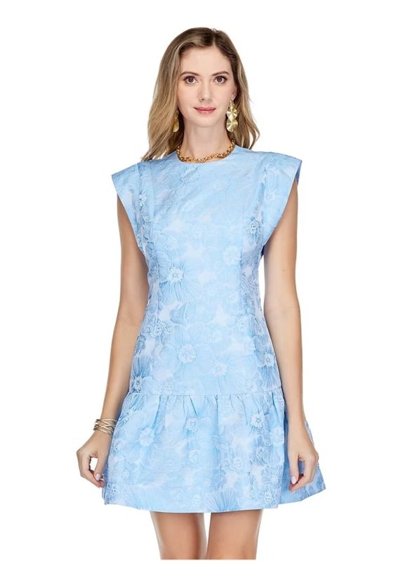 Jade 72C9856 Karen Fit Flutter Hem Dress-Blue