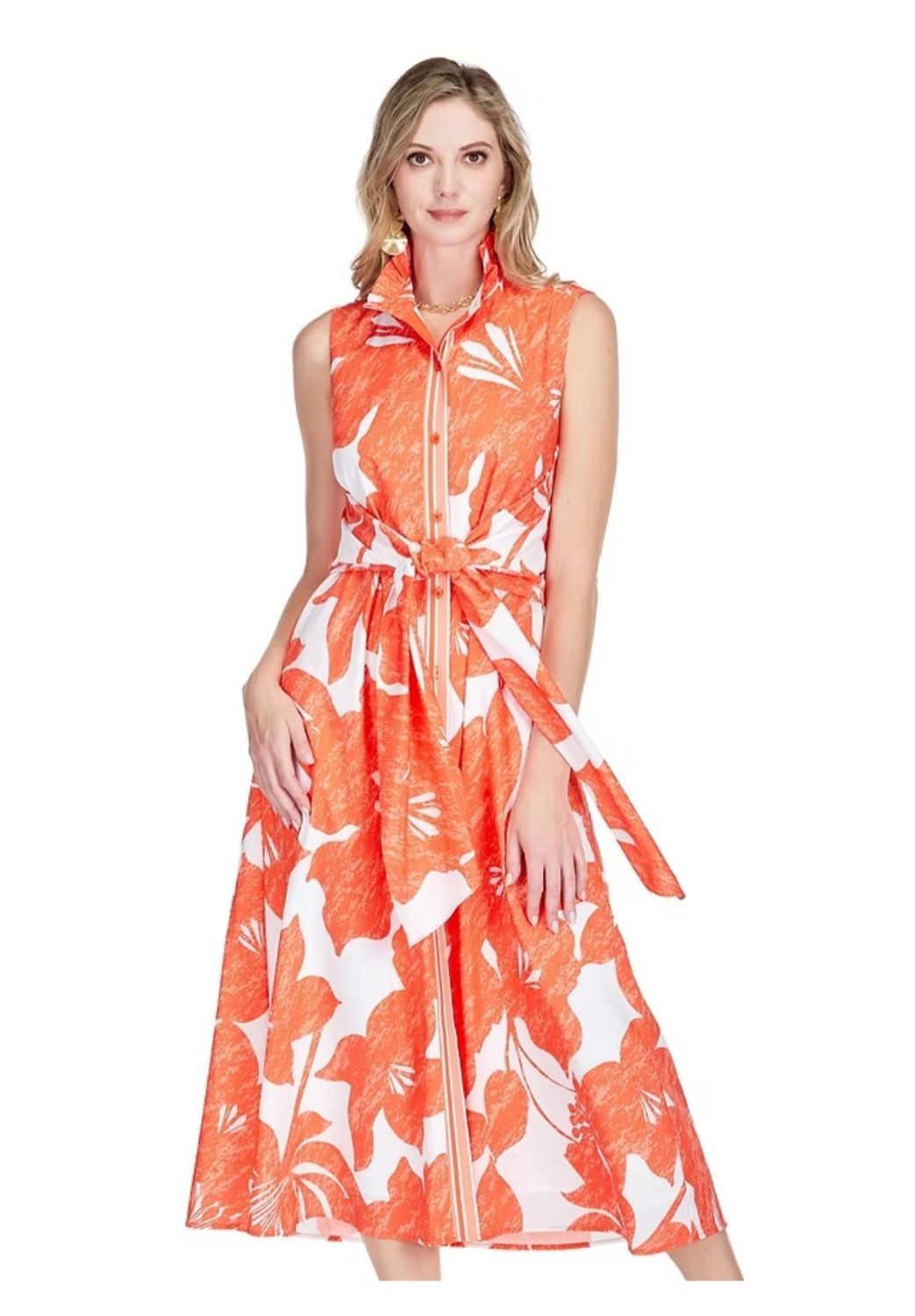 Jade 72C9906 Back Wrap Maxi Dress-Orange Blooms