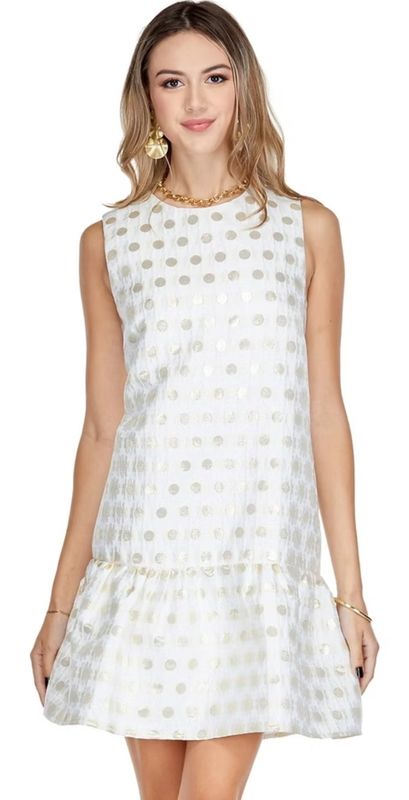 Joy Joy 72C7561 Flounce Dress-White Daisy