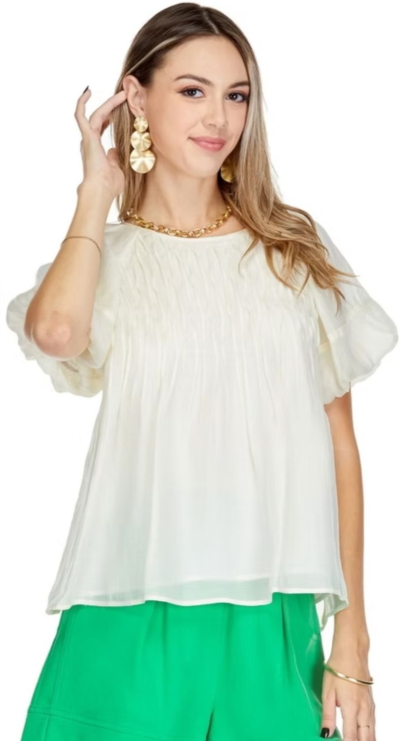 Joy Joy 72C7571 Front Tuck Top-Ivory