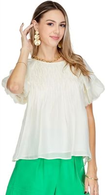 Joy Joy 72C7571 Front Tuck Top-Ivory