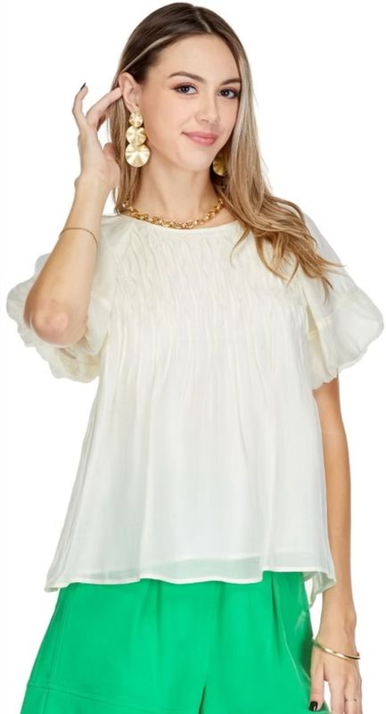 Joy Joy 72C7571 Front Tuck Top-Ivory