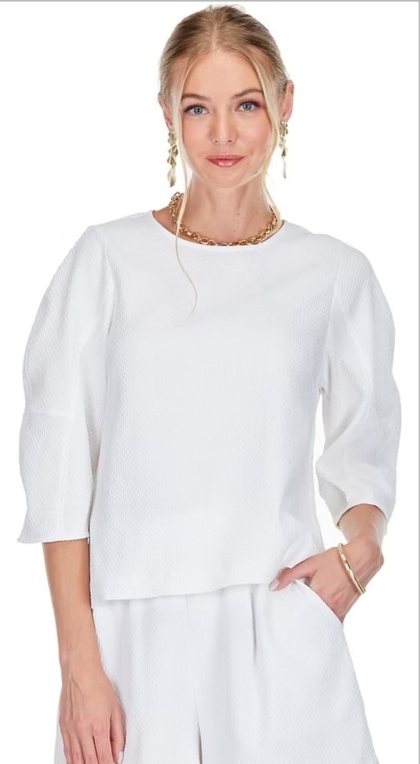 Joy Joy 72C4889 Stitched Crop Top-White
