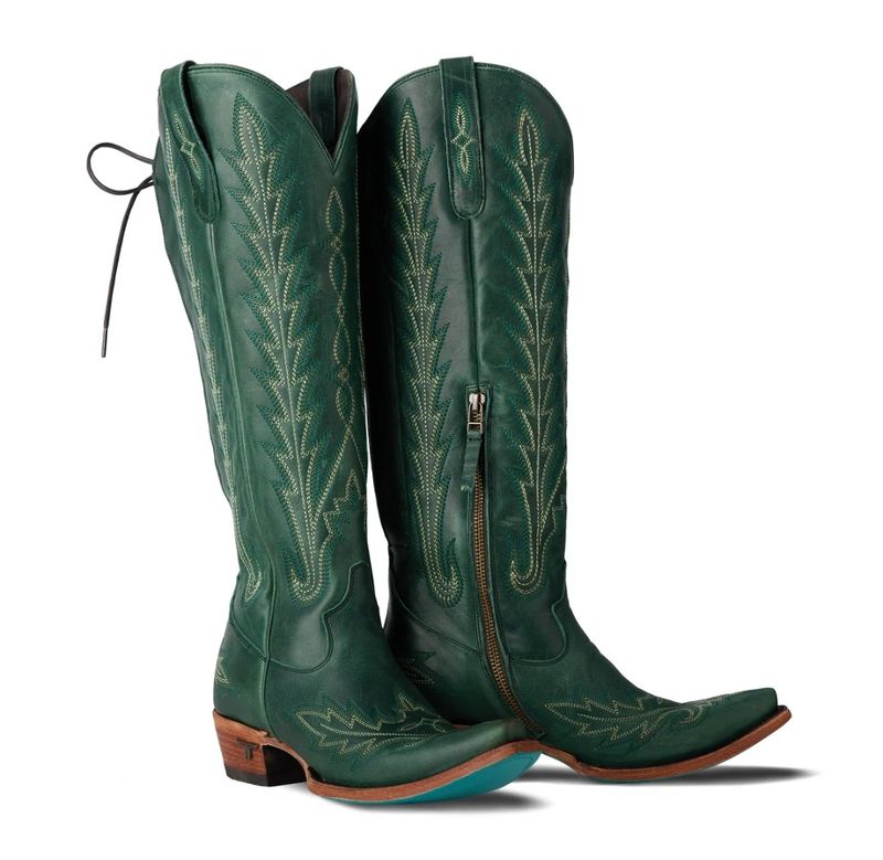 Lane Boots Lexington Knee High Corset-Emerald