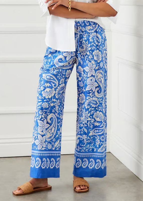 Karen Kane 1L27016 Drawstring Pant-Blue Floral