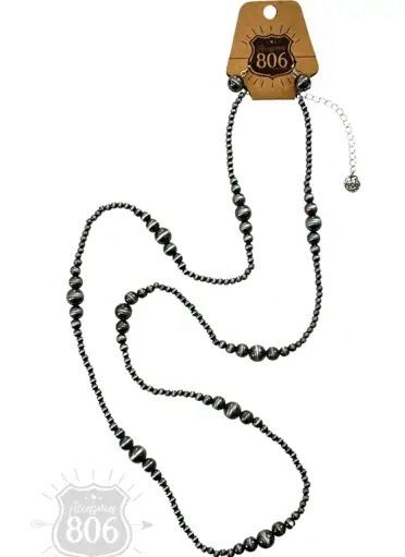 Pink Panache 806-S058S09 Burnished Bead Long Necklace/Earring set