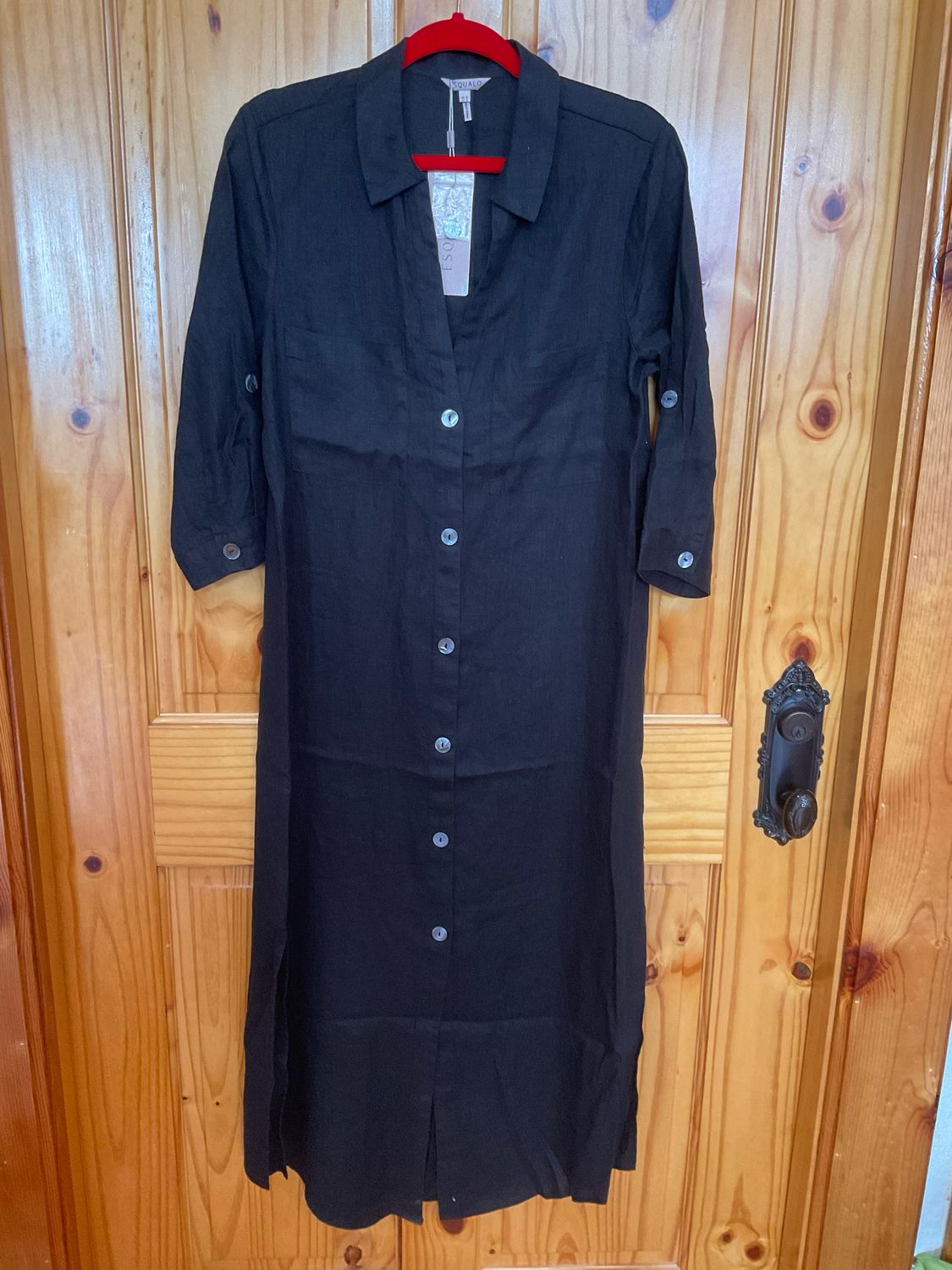 Esqualo HS2528220 Button Dress-Long Linen Black
