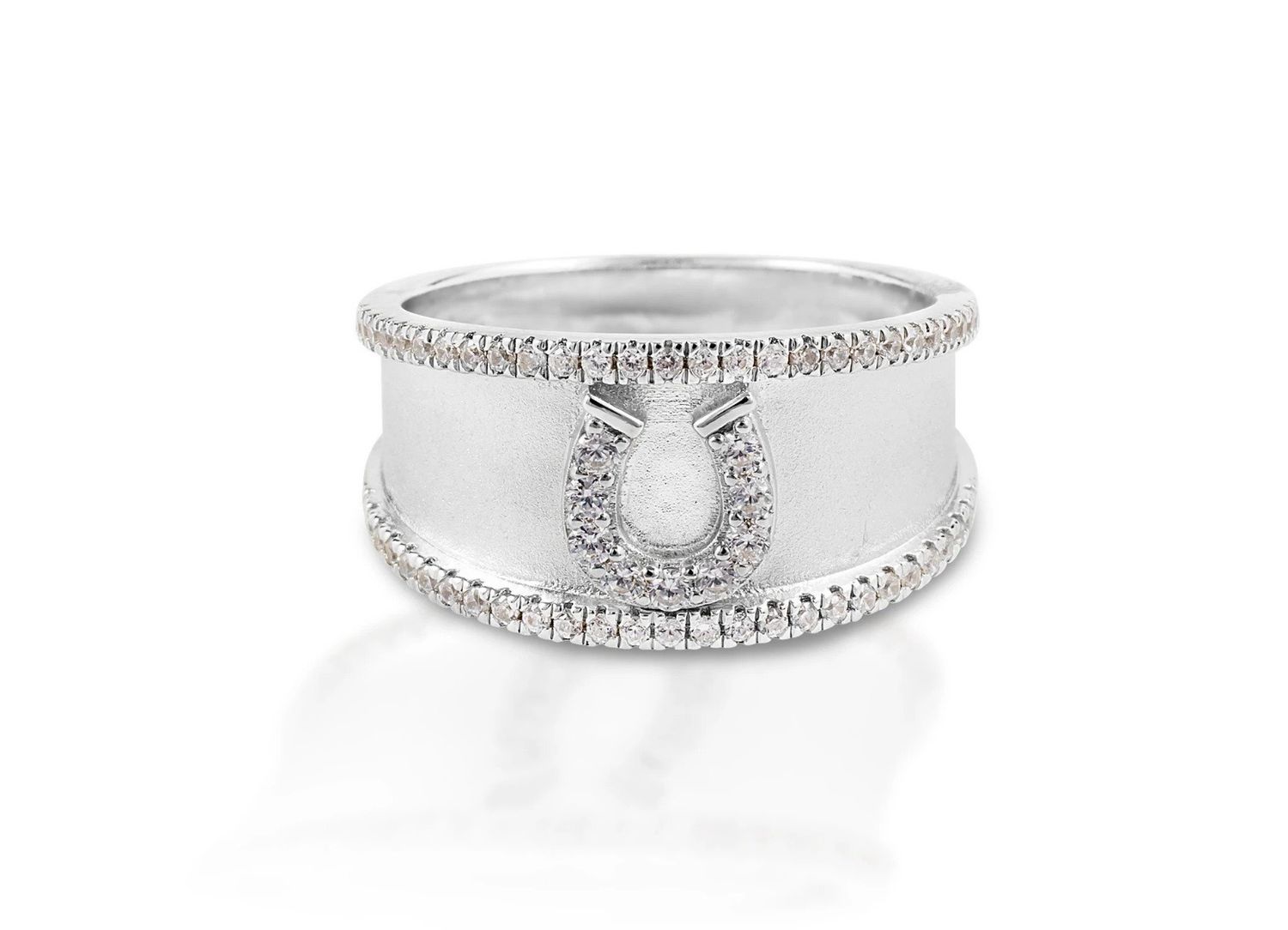 Kelly Herd 6PD Crystal Horseshoe Ring Sterling Sil