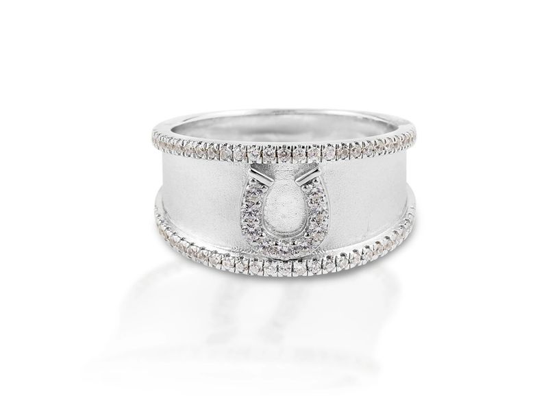 Kelly Herd 6PD Crystal Horseshoe Ring Sterling Sil