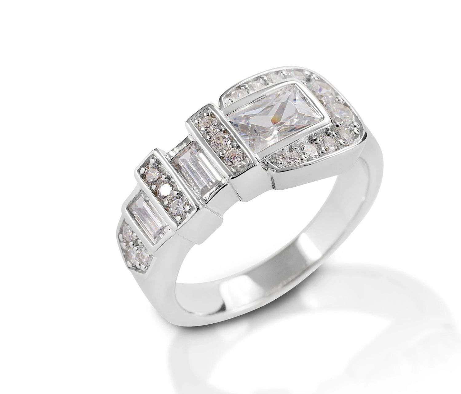 Kelly Herd 3B Clear Ranger Buckle Ring Sterling 