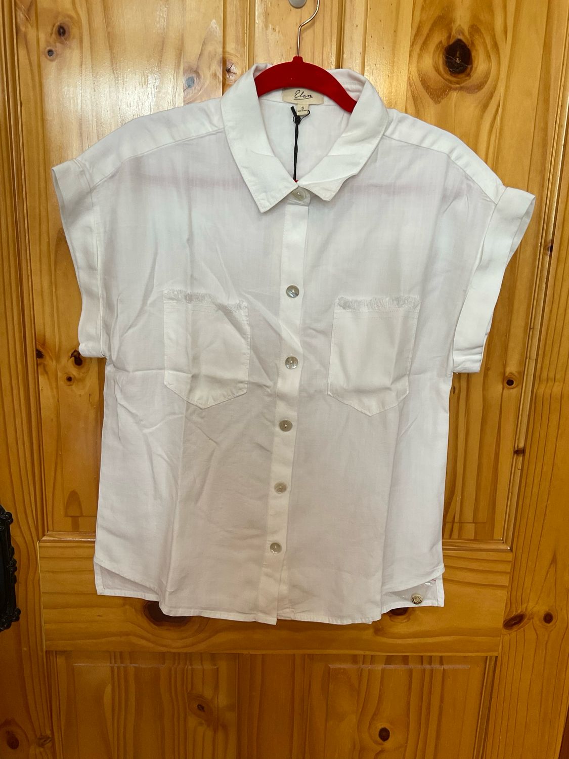 Elan DT11450 Button Down S/S top-White