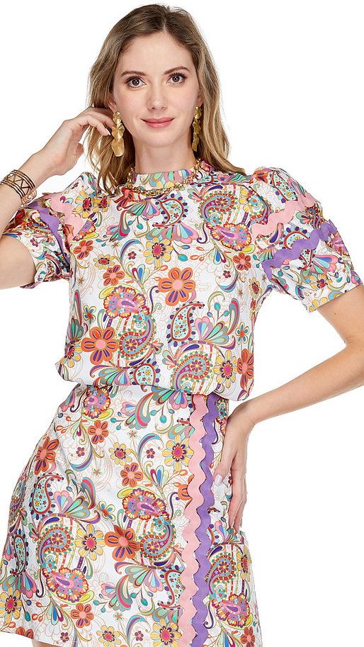 Jade 72D5079 RicRac Trim Top-Kaleidoscope