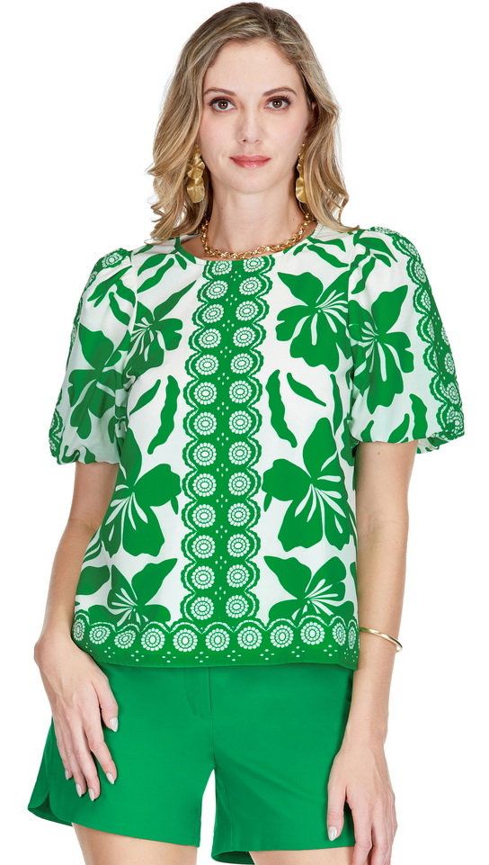 Jade 72D6574-2 Puff Sleeve Top-Emer Moment