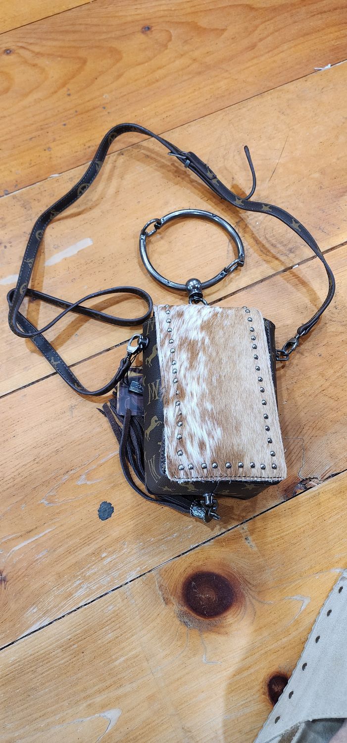 Montana West MW911-190 Signature Monogram W/Hair On Crossbody/Wristlet