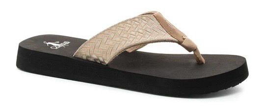 Corkys 20-8262 Sunsational Flip Flops-Gold Weave