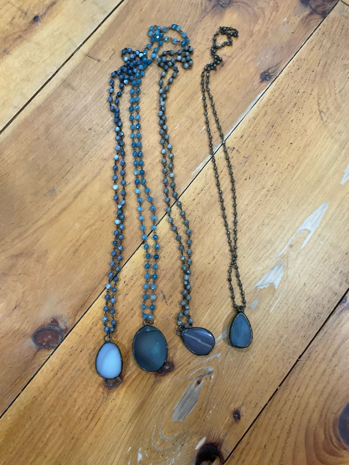 Melania Clara Beaded Gemstone Pendant Necklace