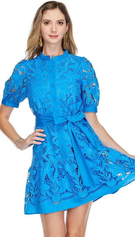 Jade 72D5127 Lace Placket Dress-Turquoise