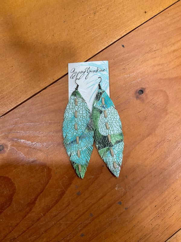 Gypsy Junkies Leather Feather Earrings