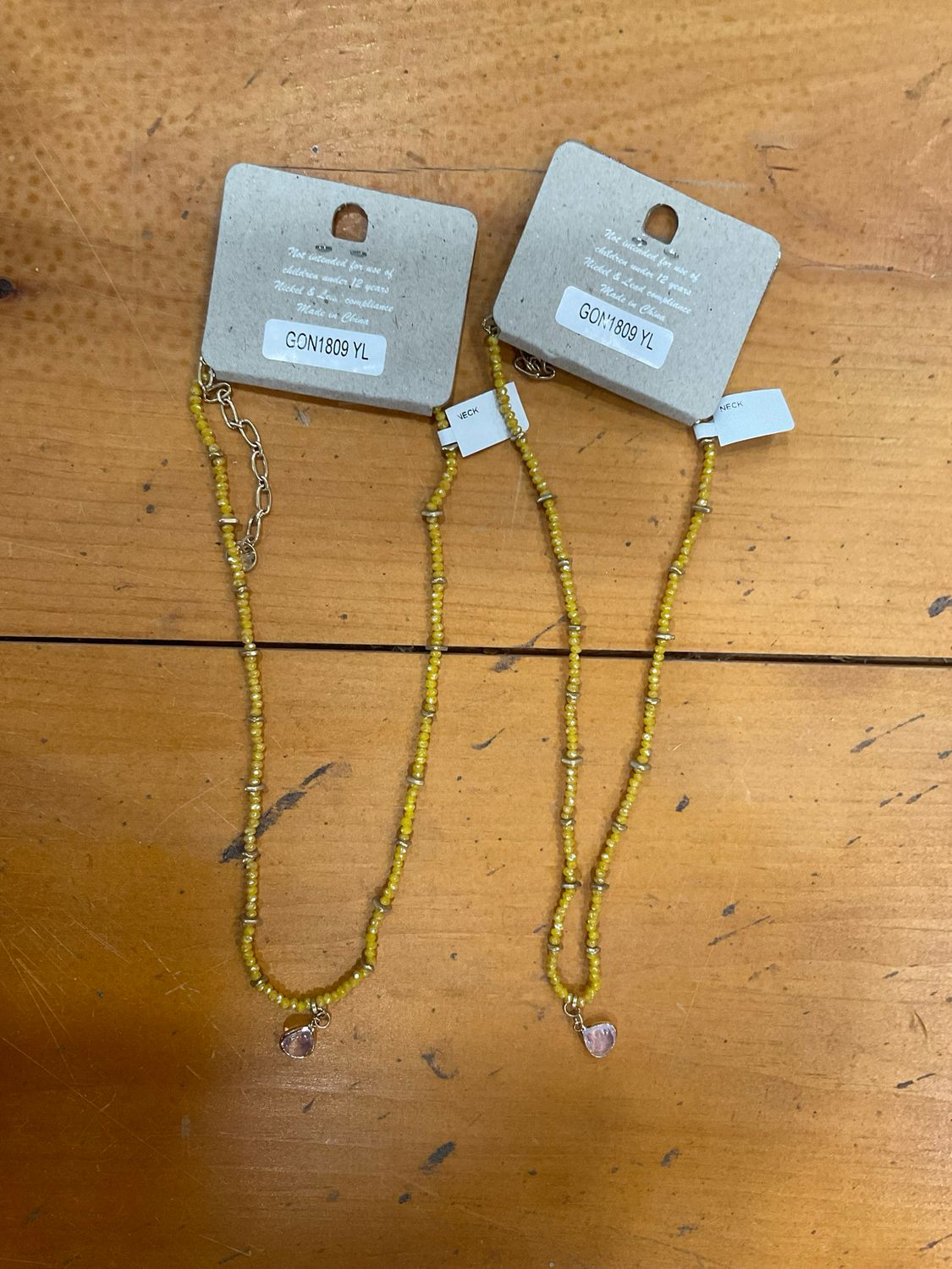 Kenze Panne Beaded Mustard w/Jewel Necklace