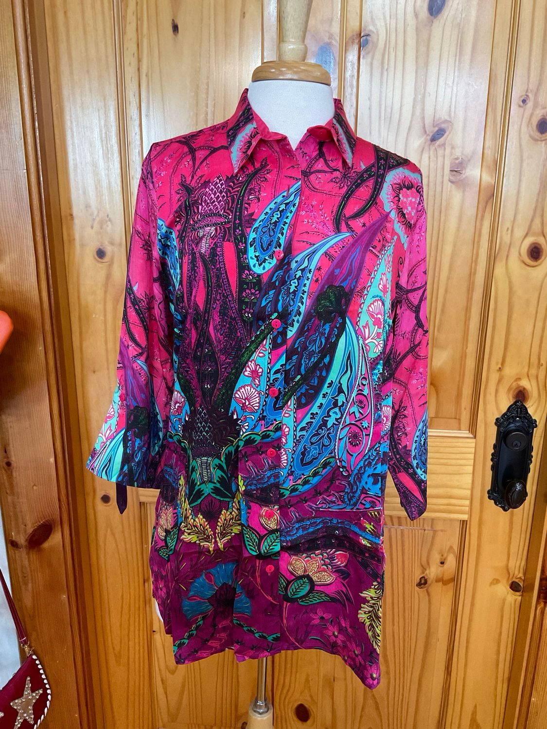 Benares 4HB09339 Paisley Shirt-Fuschia 