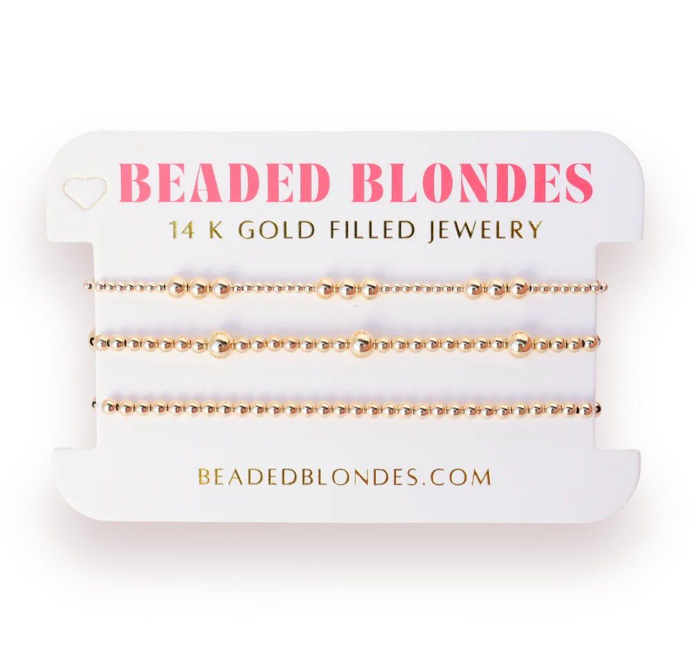 Beaded Blondes Say ILY stack in Gold-Petite 6.25&quot;
