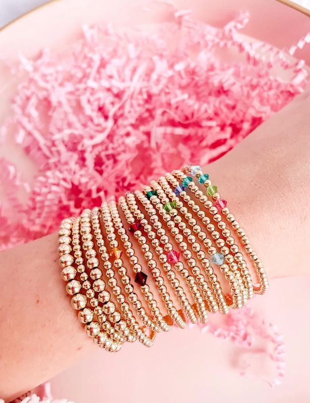 Beaded Blondes Birthstone Charm Bracelet-6.75&quot;