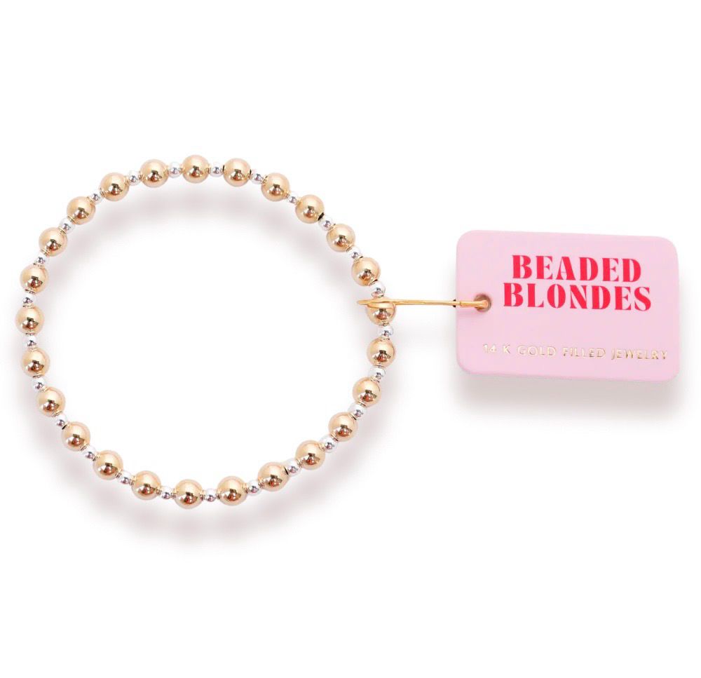 Beaded Blondes Katy Bracelet in Gold with Silver Standard 6.75&quot;