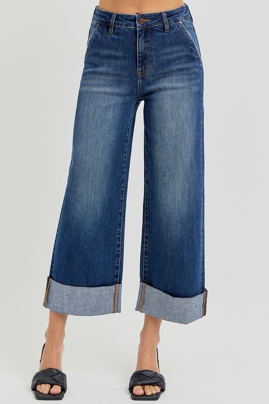 Risen RDP5574HD HiRise Ankle Wide-Cuffed Jeans