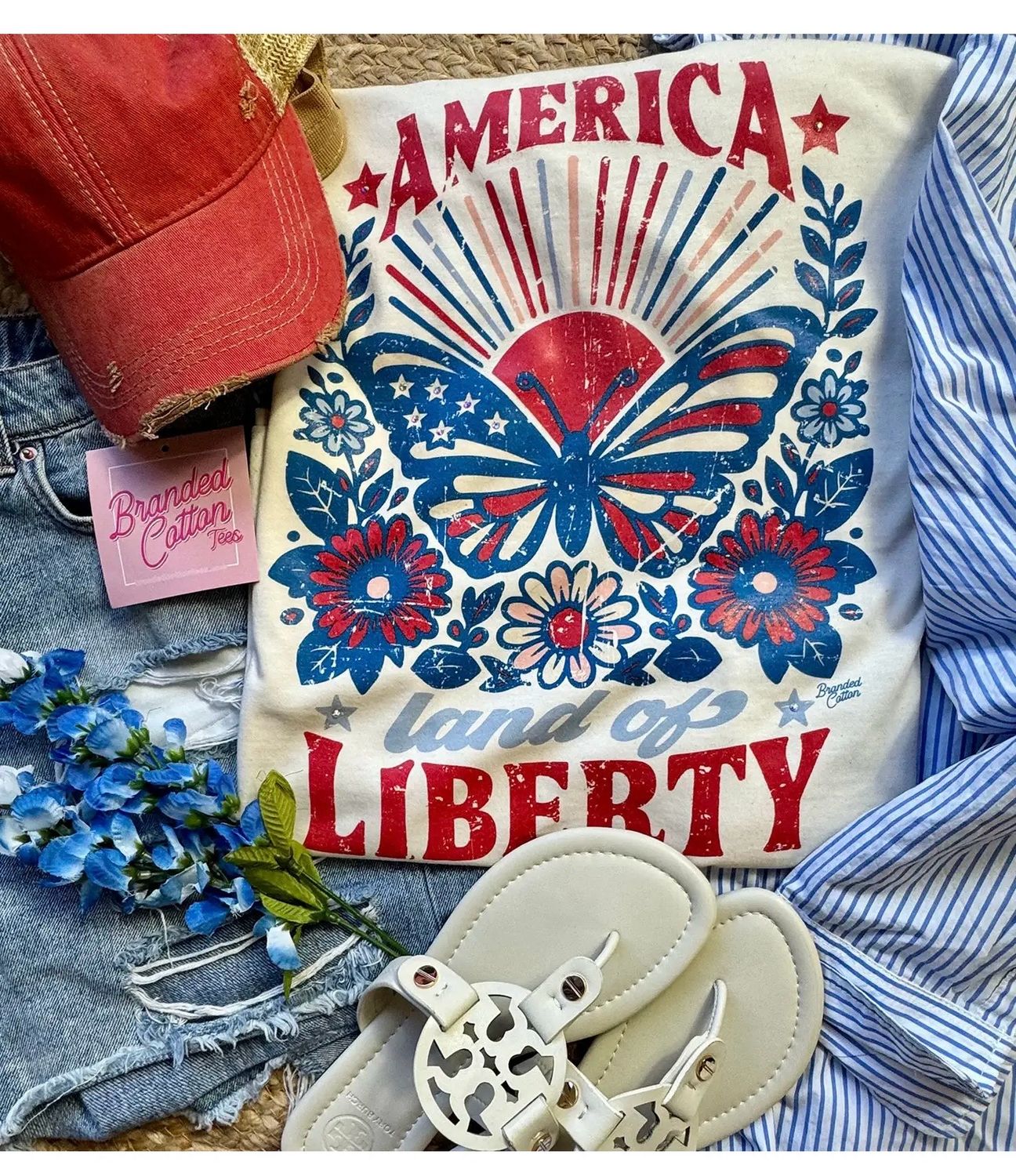 Branded Cotton America Butterfly Tee