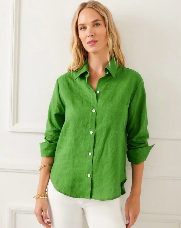 Karen Kane 2L22603 Ruched Slv. Shirt-Green