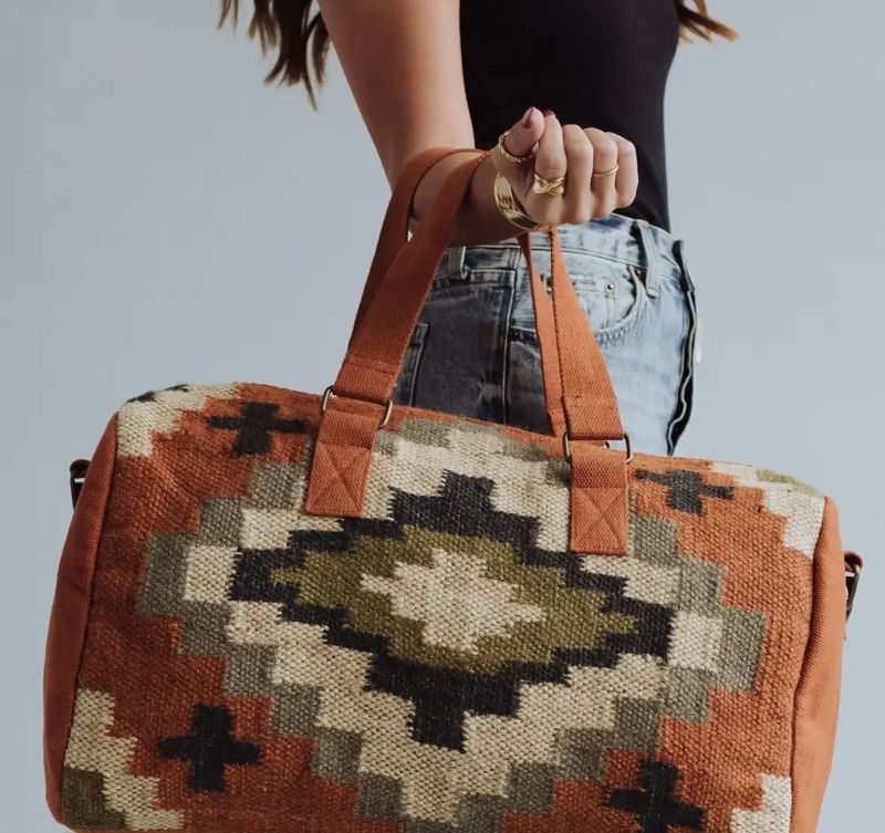Panache Apparel Co. Woven-606 Aztec Duffel-Orange/Cream/Navy/Green