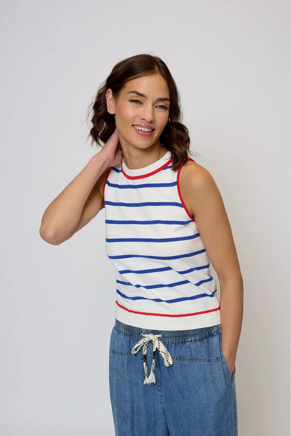 Central Park West  Junie Halter Tank-Red/Blue