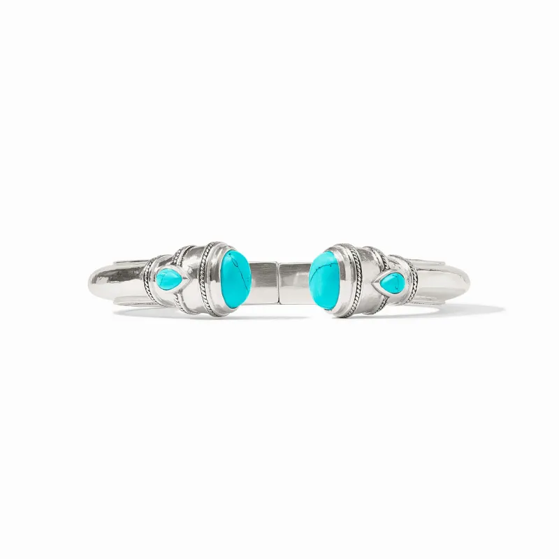 Julie Vos C091STQ00 Cannes Demi Cuff Silver/Turquoise O/S